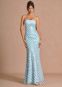 Riona Mermaid Sapphire Maxi Dress