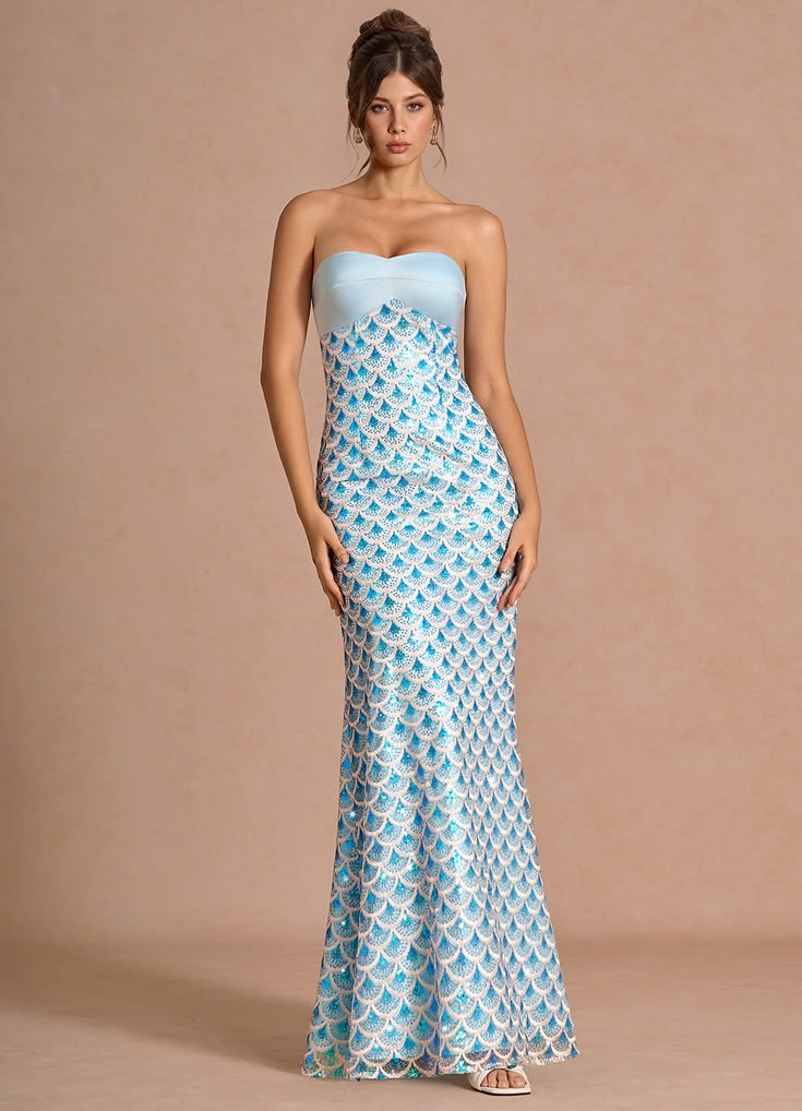Riona Mermaid Sapphire Maxi Dress
