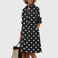 Paige - Elegant Dress With Pockets Black/White