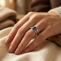 Gold Sapphire Square-Cut Ring