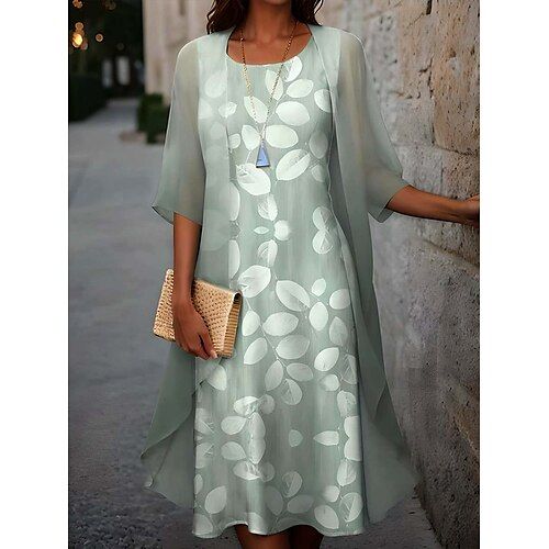 Women's Midi Dress Chiffon Dress Shift Dress Elegant Vacation Birthday