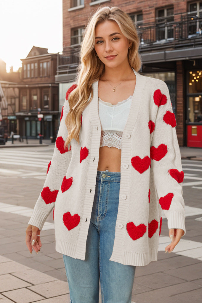 Ailith Heart Print Cardigan