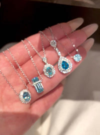 Emerald Cut Blue D Necklace