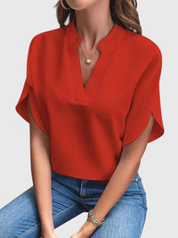 Beatrix | Soft And Elegant V-Neck Shirt Red