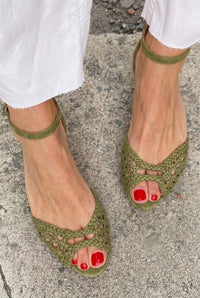 Clementine – Elegant Woven Cut-Out Ankle Strap Sandals