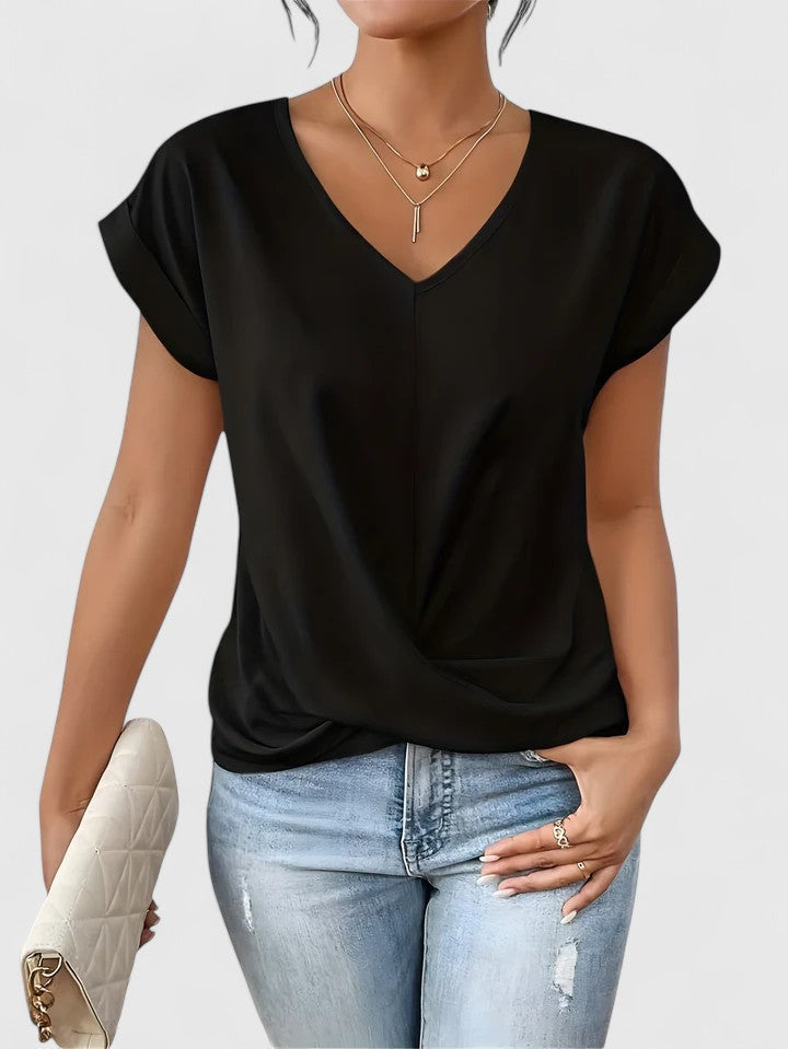 Mahrianne | Comfortable V-Neck Top Black