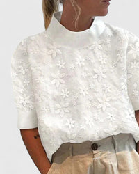 Sonelita | Elegant Blouse With Stand Collar White