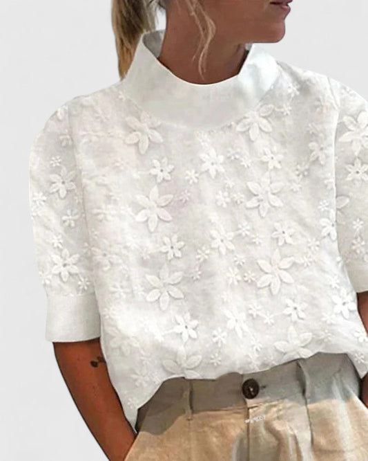 Sonelita | Elegant Blouse With Stand Collar White