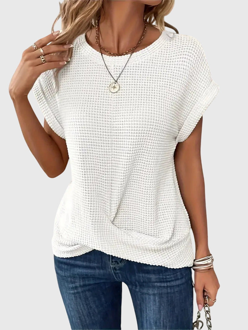 Isa | Elegant Blouse With Crew Neck White