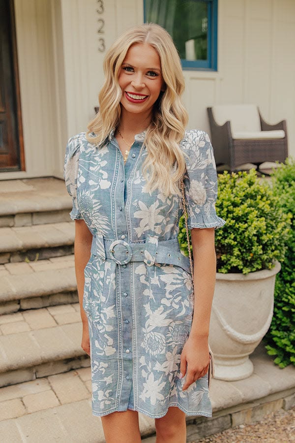 Garden Society Floral Mini Dress In Blue