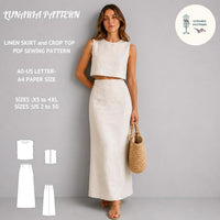 Linen Crop Top and Maxi Skirt Sewing Pattern (PDF Download)
