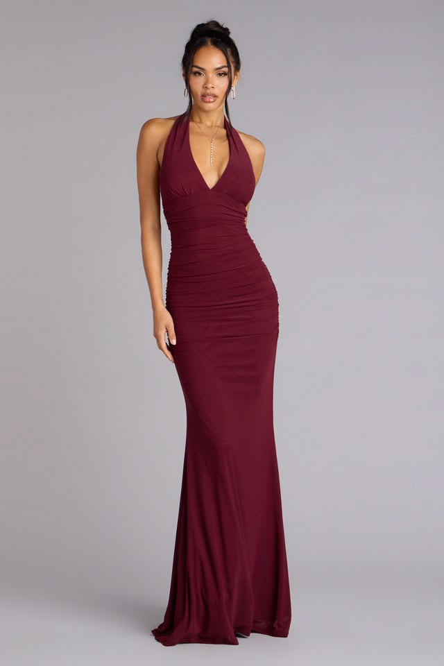 Juliana Mesh Strappy Back Formal Dress