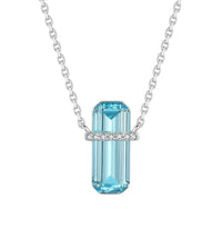 Emerald Cut Blue D Necklace