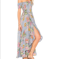Auguste Dress Auguste Goddess Maxi Color: Blue Pink Size: 4