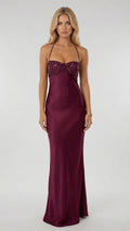 Jade Sequin Maxi Dress - Burgundy, XL