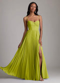 A Line Sweetheart Floor Length Chiffon Bridesmaid Dress Lemongrass