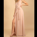 Dress Honor The Occasion Blush Sleeveless Wrap Maxi Dress Color: Pink