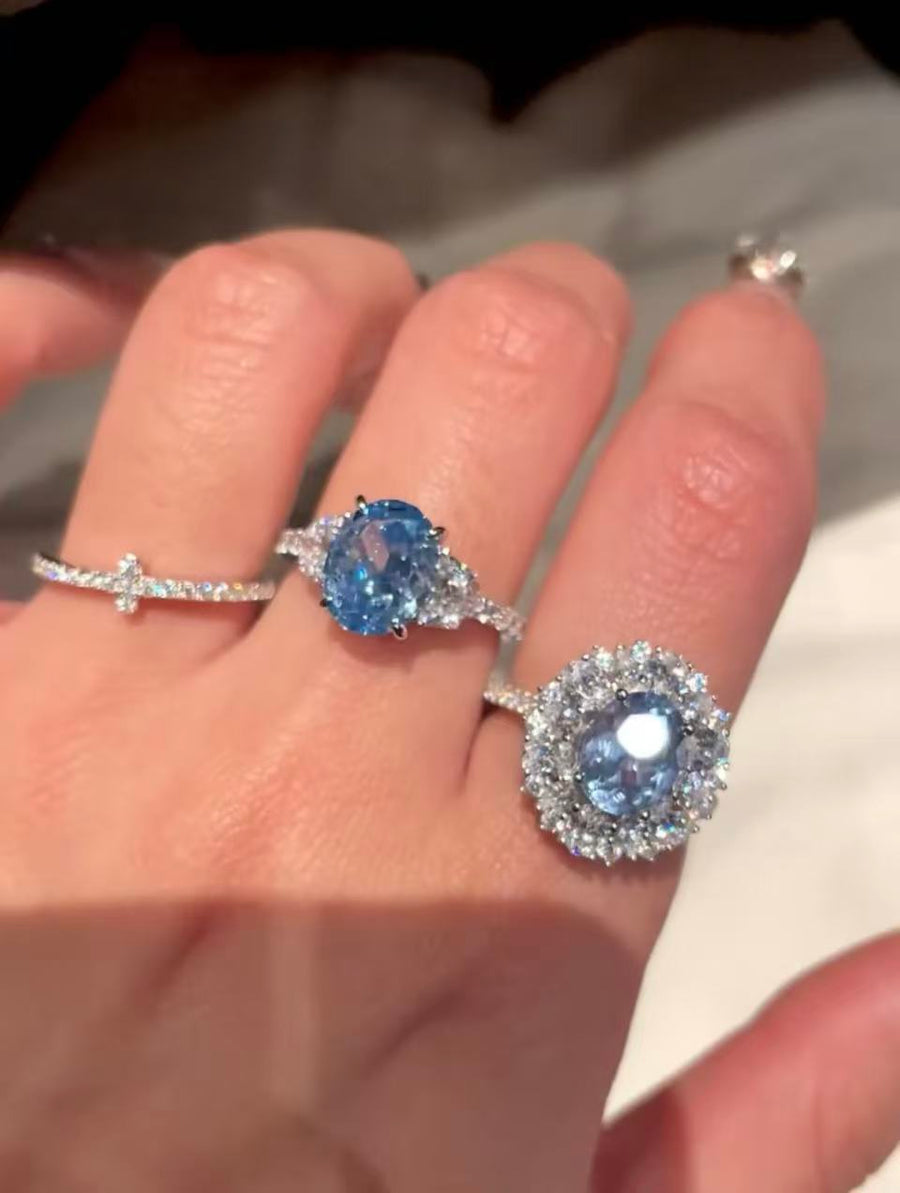 4ct Oval-Shaped Icy Blue Statement Ring