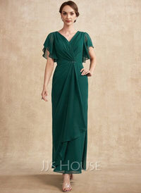 Fenna Sheath Column V Neck Sequins Chiffon Mother Of The Bride Dress