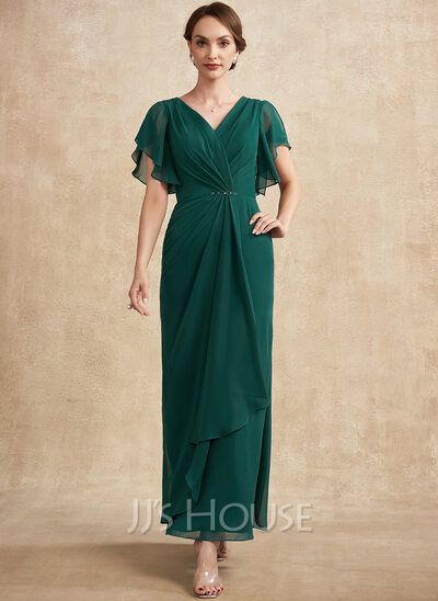 Fenna Sheath Column V Neck Sequins Chiffon Mother Of The Bride Dress