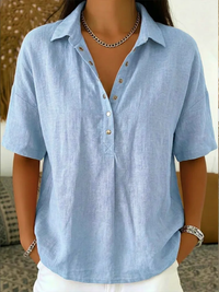 Willa – Linen-Style Button Blouse