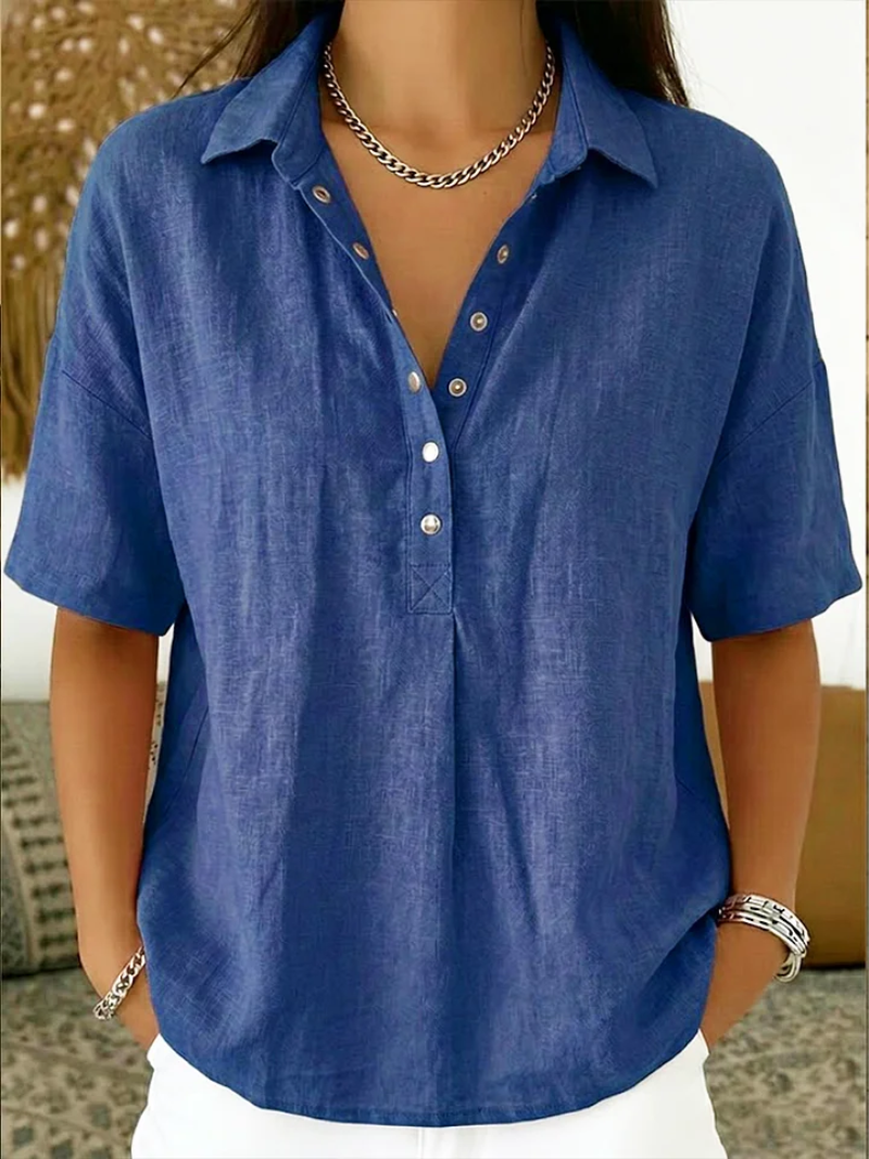 Willa – Linen-Style Button Blouse