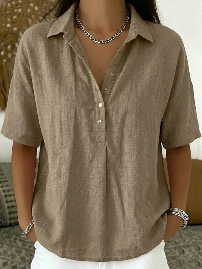 Willa – Linen-Style Button Blouse