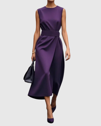 Clarimond | Elegant Round Neck Dress Purple