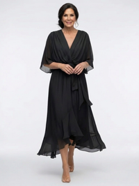 Darcy – V-Neck Draped Waist Midi Dress
