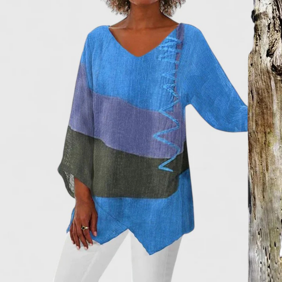 Elysia | Sophisticated V-Neck Tunic Blue