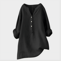 Verena - Elegant Cotton-Linen V-Neck Blouse