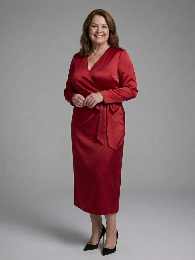 Estelle - Long-Sleeve Midi Dress with Side Closure