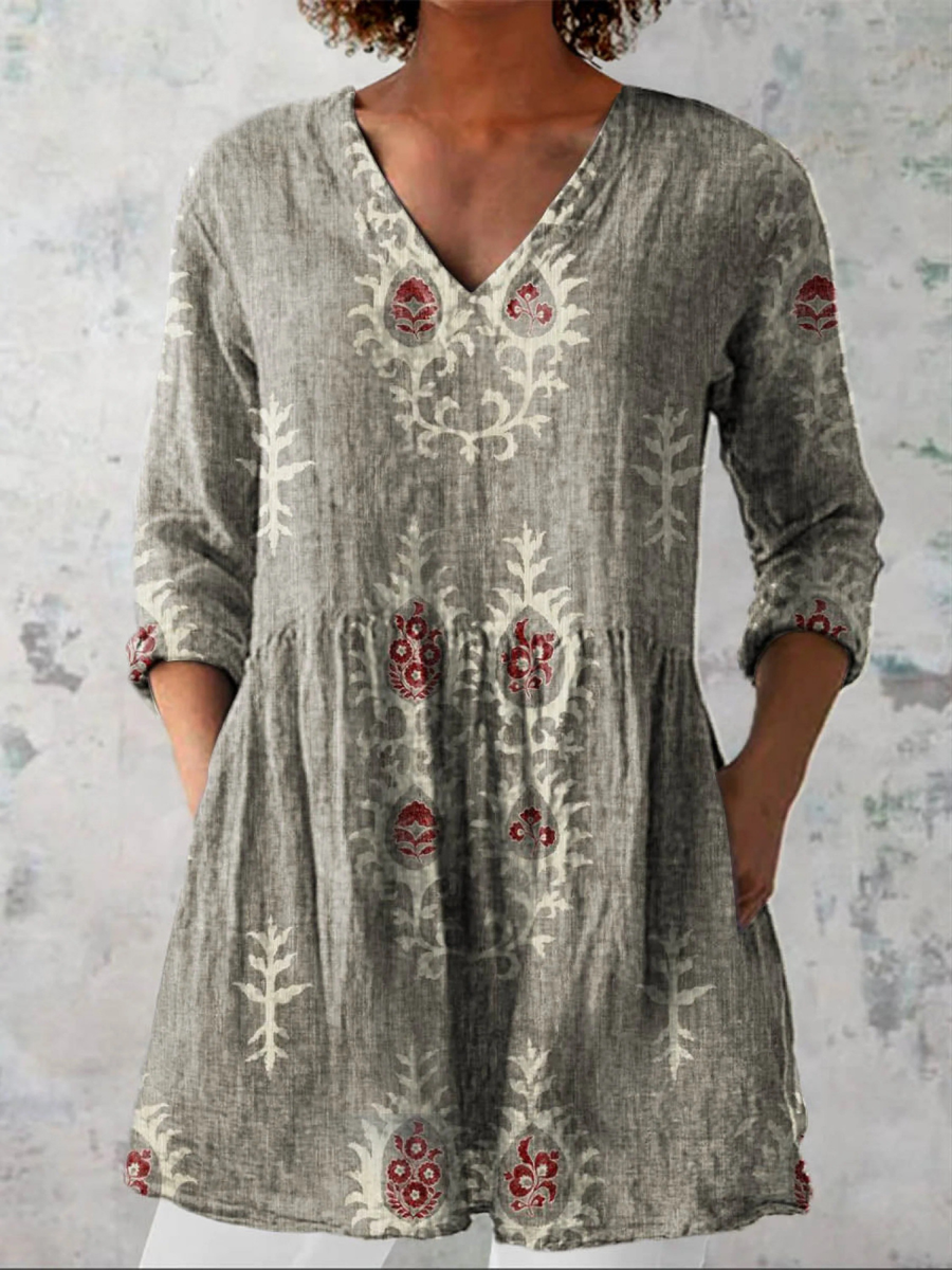 Maravelle - Long Blouse with V-Neck