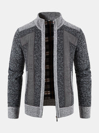 Camden | Zip Up Faux Suede Patchwork Sweater