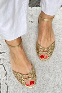 Clementine – Elegant Woven Cut-Out Ankle Strap Sandals
