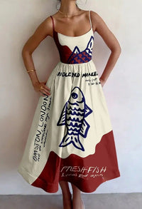 Katie - Coastal Sketch Midi Dress