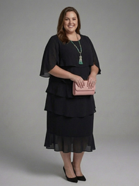 Enya - Midi Dress with Layered Sleeves