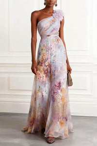 Margovil Sleeveless High Waist Floral Print Maxi Dress