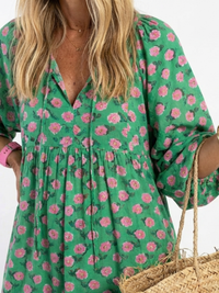 Arabella – Floral Print V-Neck Tiered Midi Dress