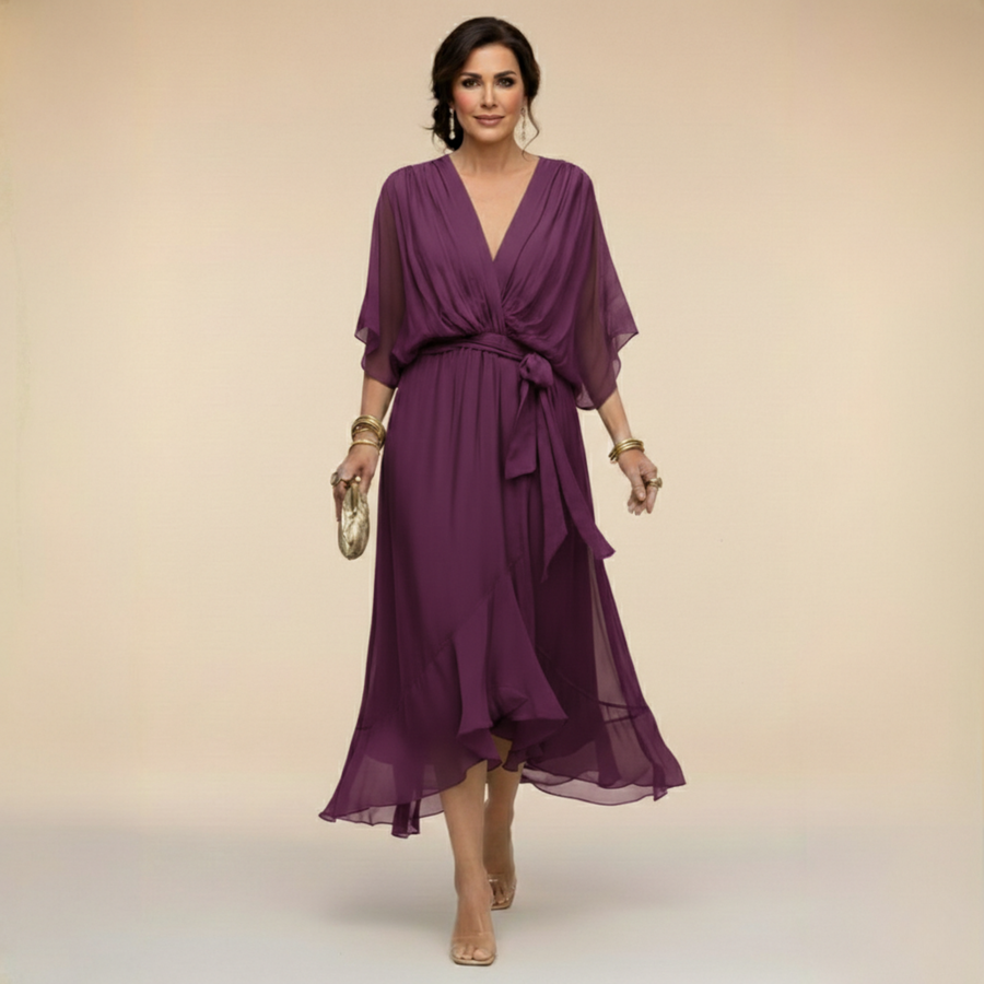 Tilly - Elegant V-Neck Chiffon Dress
