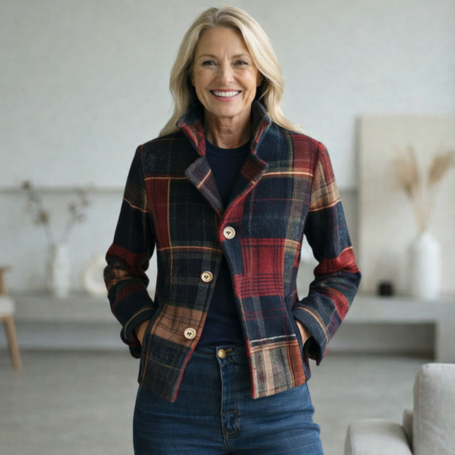 Penelope - Plaid Mid-Season Coat