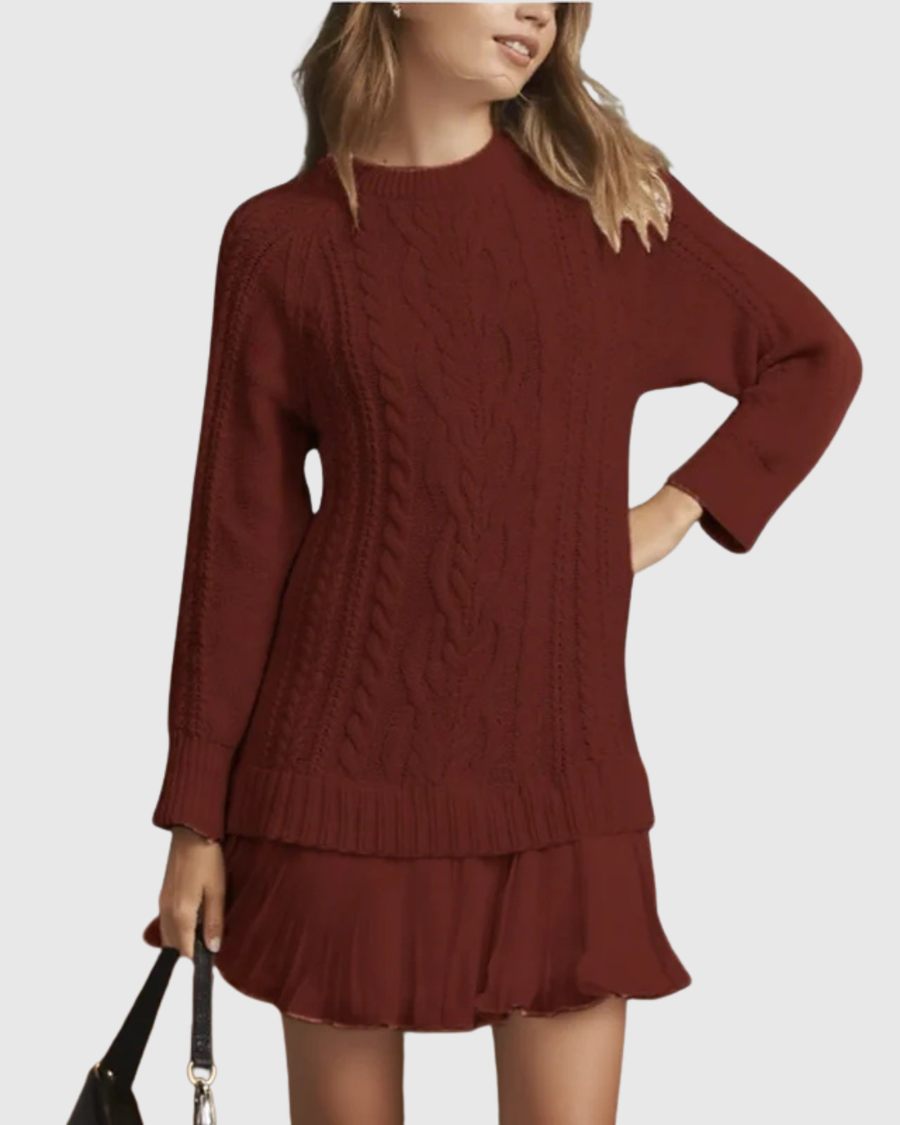 Eira | Classic Sweater Dress Deep Red