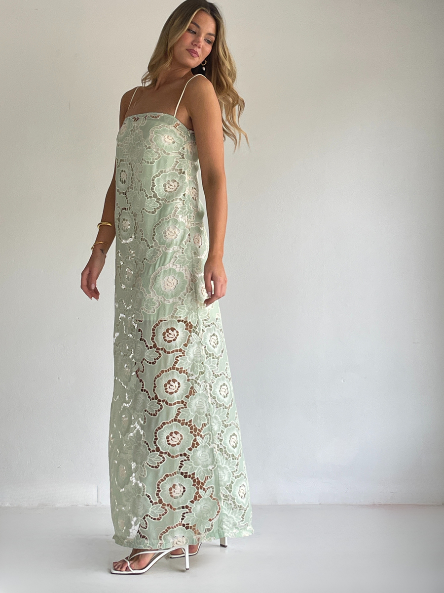 By Nicola Tove Maxi Dress in Mint Lace