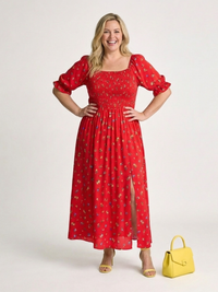 India – Square Neck Floral Midi Dress