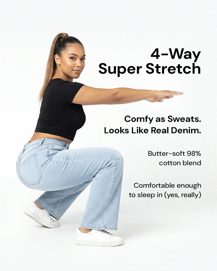 Linnea – Mid Rise BBL Wide Leg Jeans