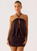 Jisoo Halter Mini Dress Cool Chocolate
