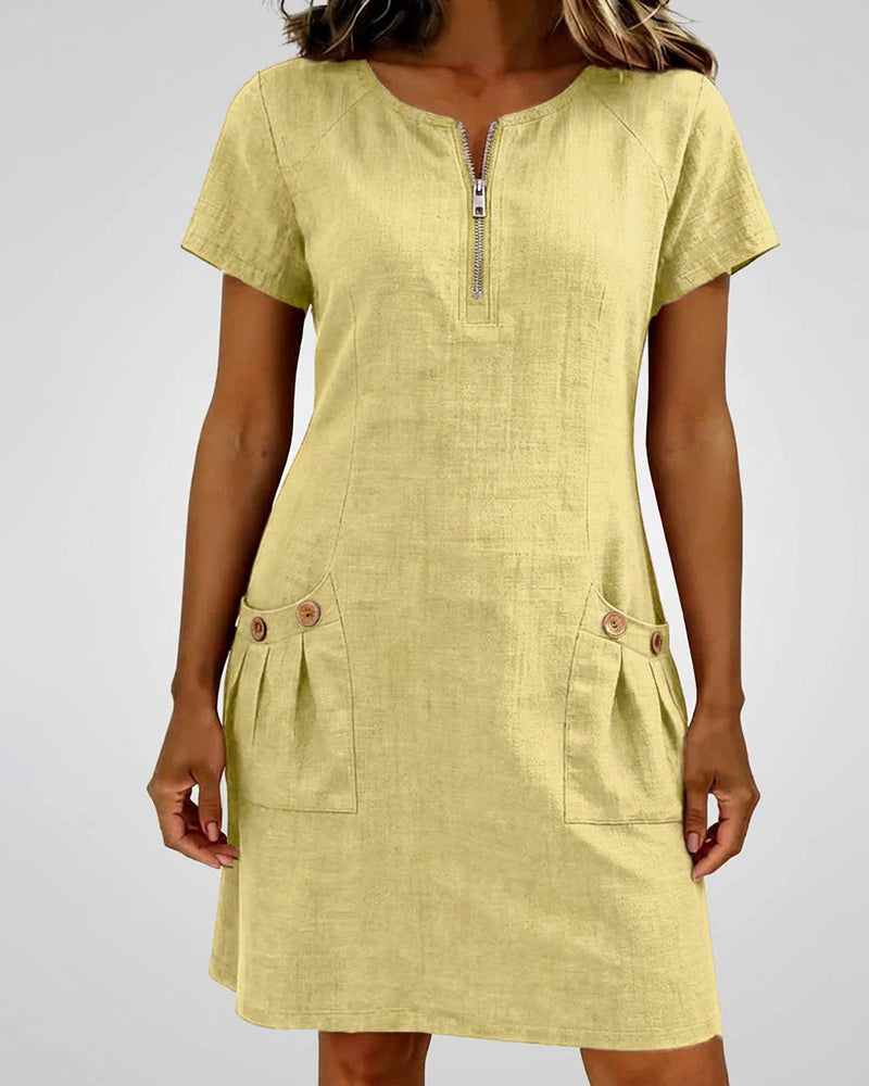 Marlow - Cotton Dress with Zip Pocket