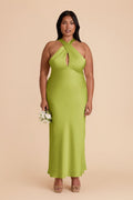 Grey Monique Matcha Matte Satin Dress