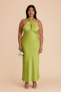 Grey Monique Matcha Matte Satin Dress