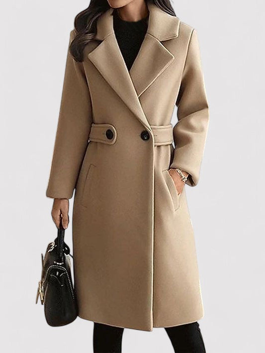 Skyler™ - elegant coat with belt – Khaki